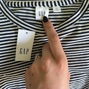 Beautiful navy and white striped dress.